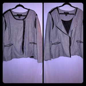 Houndstooth blazer w/faux leather trim size 26